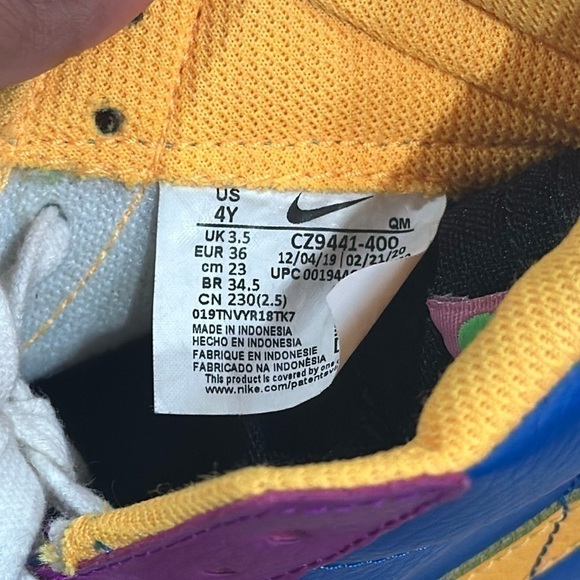 Nike Blazer Mid GS Aurora Purple Yellow Kid’s Size 4Y Multicolor - Picture 9 of 9